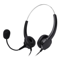 Binaural Phone Headset Earphone with 2.5mm Plug Hands-Free Noise Cancelling Telephone Call Center