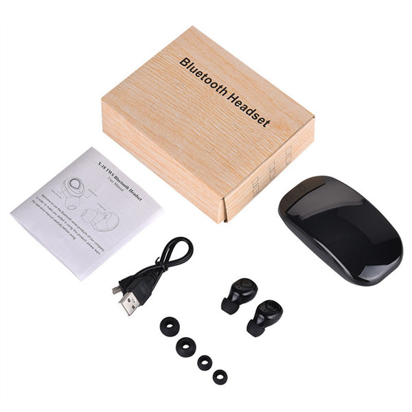 TWS True Wireless Bluetooth Earphone CVC Noise Cancelling Stereo Headphone with Mic Charging Box