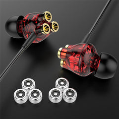 6 Dynamic Drivers 3.5mm Jack In-ear Wired Earphone Heavy Bass Stereo Headphone with Mic