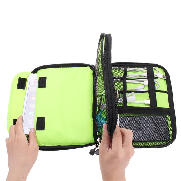 Universal Double Layers Large Capacity Data Cable Storage Bag Earphone USB Cable Organizer Bag