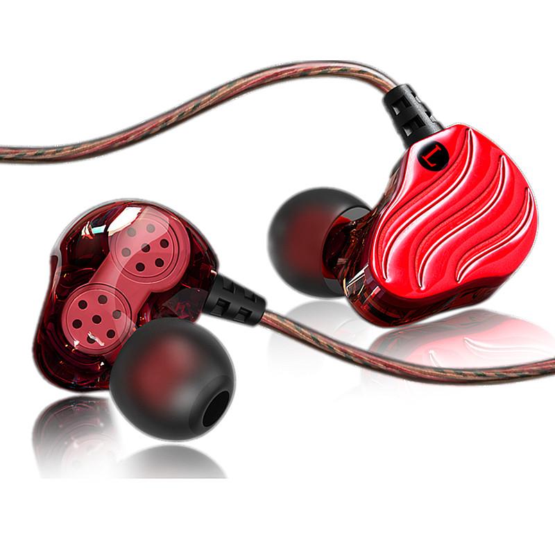 Dual Dynamic Earphone In-ear HIFI Sound Music Vibration Noise Cancelling Gaming Earphone With Mic