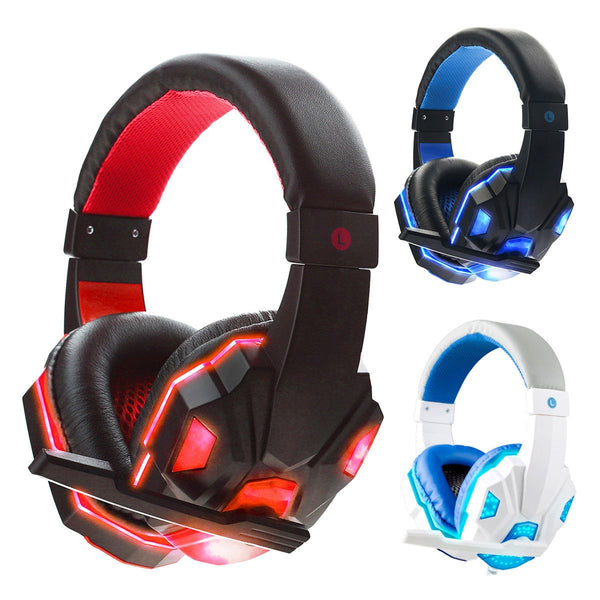 SY830MV Deep Bass Game Headphone Stereo Over-Ear Gaming Headset Headband Earphone with LED Light