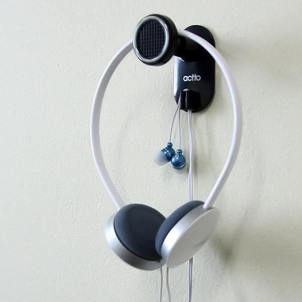 Dual Hooks Earphone Headset  Hanger Wall Holder Bezel Backset Holder