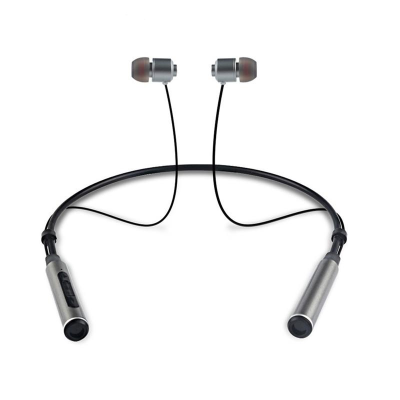 BINAI B22 Double Magnetic Adsorption Wireless Bluetooth Earphone Sports Neckband Headphone with Mic